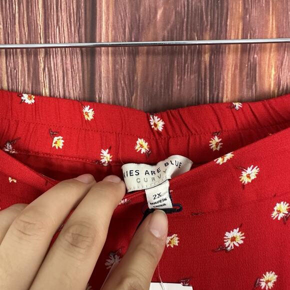 Skies are Blue Curvy Louisa Faux Wrap Midi Skirt Red Floral Sz 2X NWT Stitch Fix - Picture 5 of 6